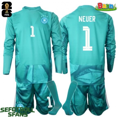 Tyskland Manuel Neuer #1 Målvakt Hemmaställ Barn VM 2026 Långärmad (+ Korta byxor)